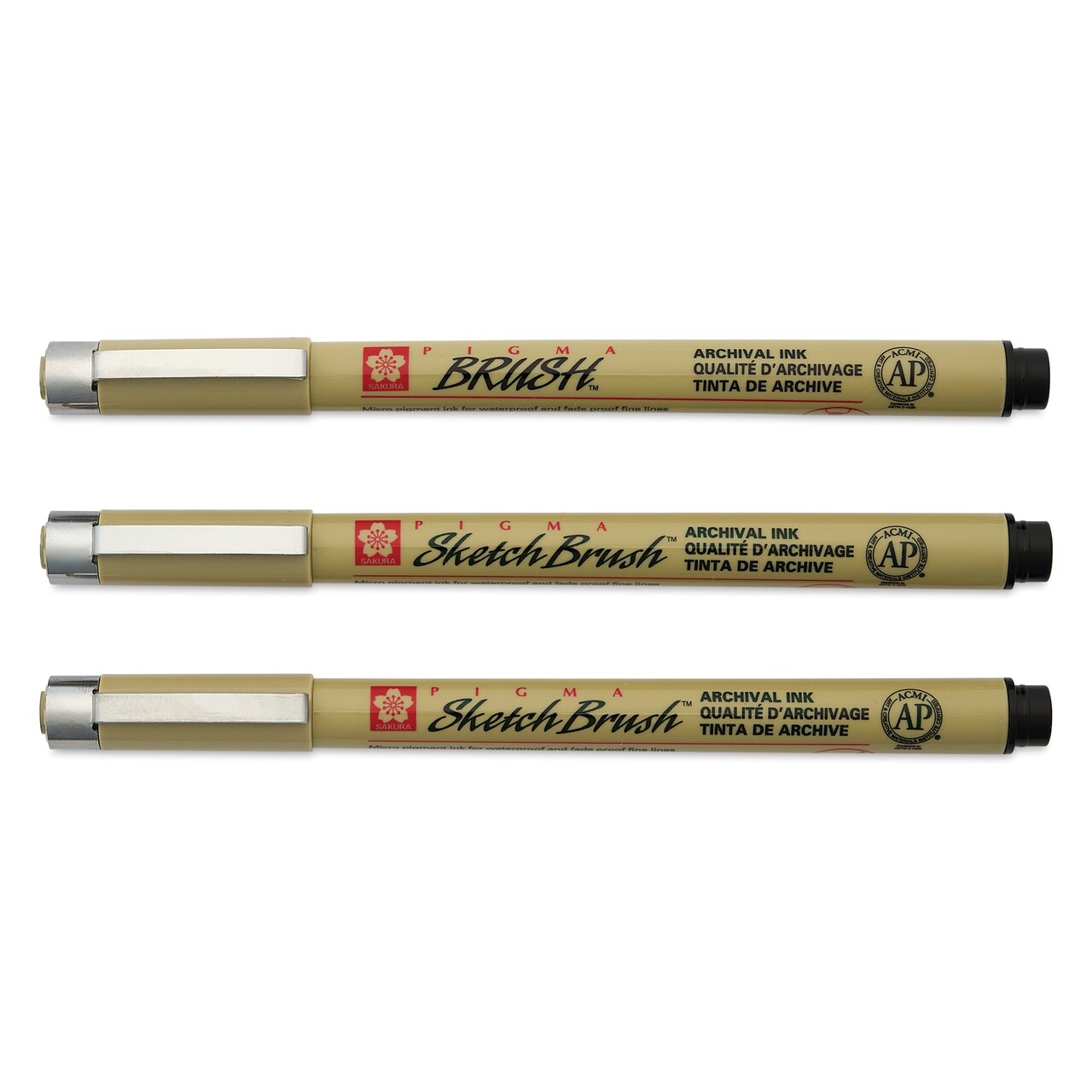 Sakura Pigma Brush and Sketch Brush Pens - Set of 3, Black